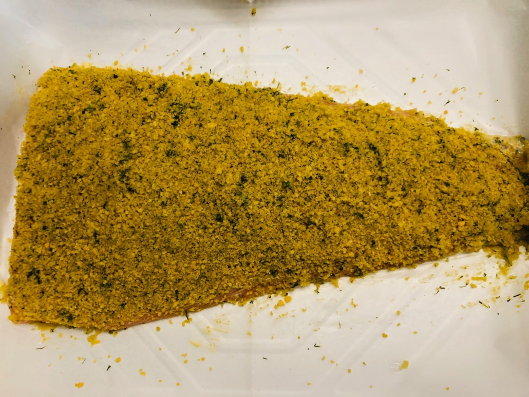 Breadcrumb covered salmon