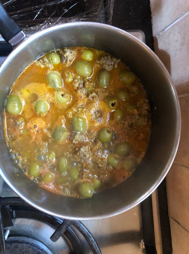olives burbling away