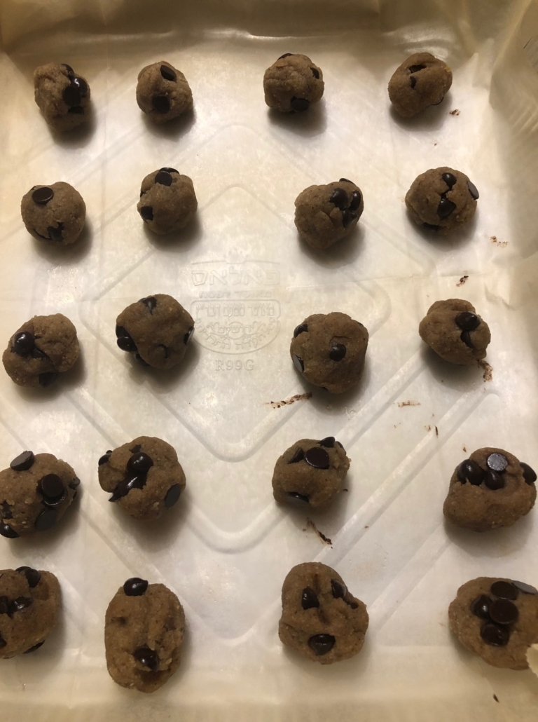 walnut sized balls on baking tray