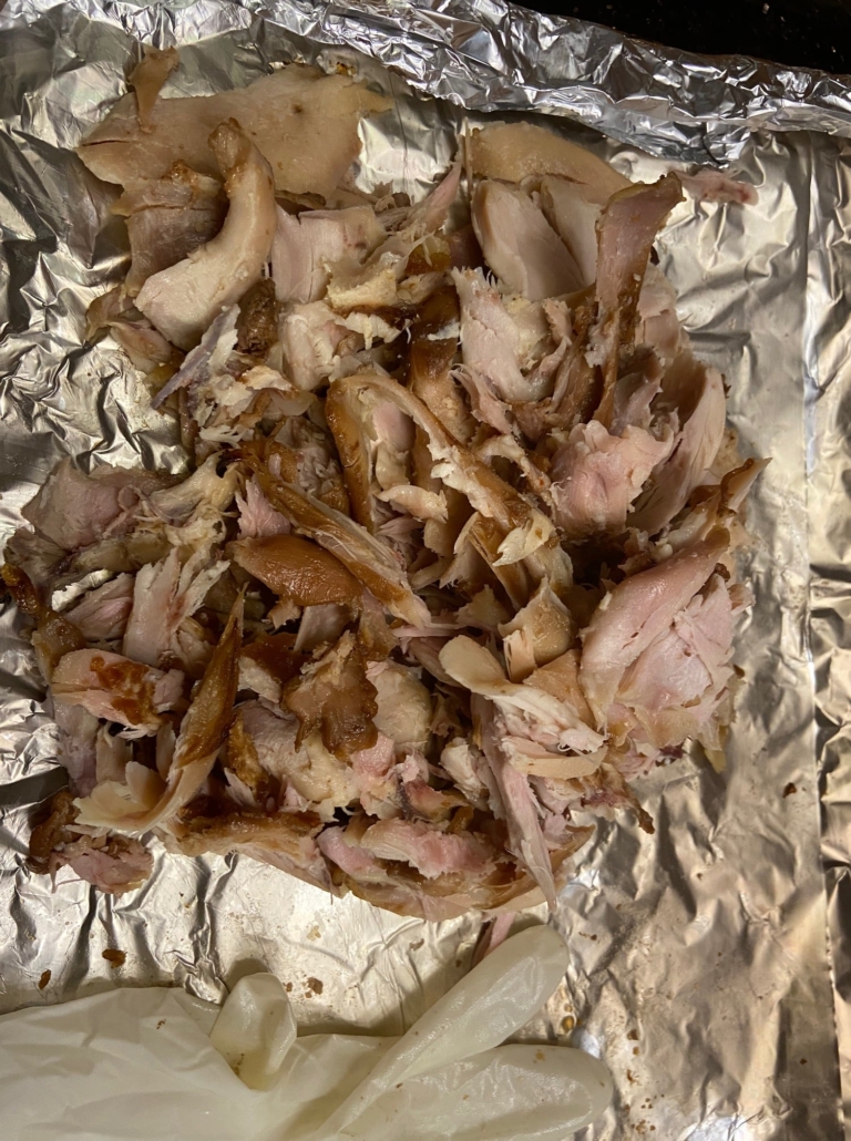 Boned, skinned cooked chicken strips