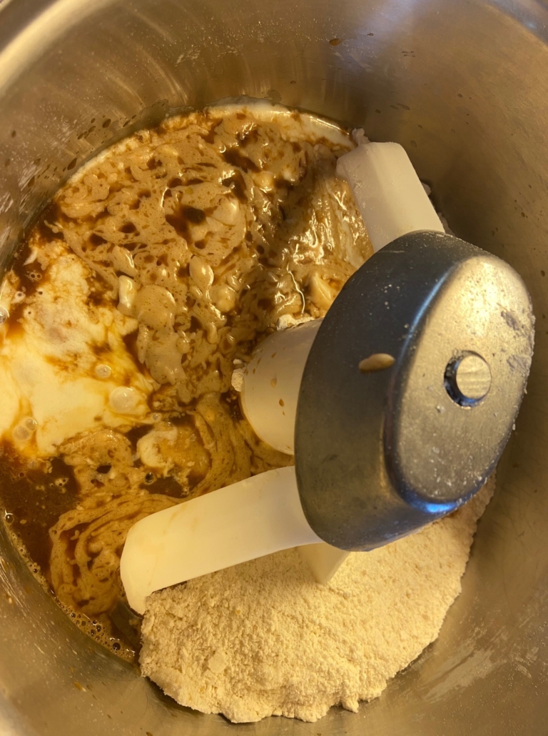 Mixing the wet and dry ingredients