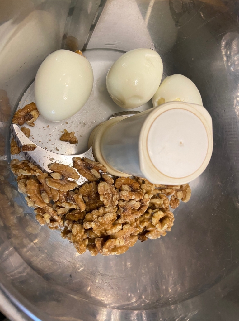 walnuts and hard boiled eggs