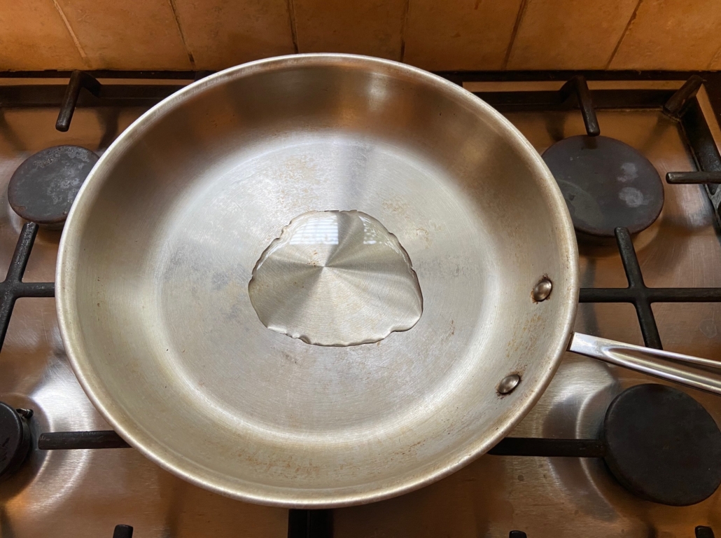 oil heating in pan