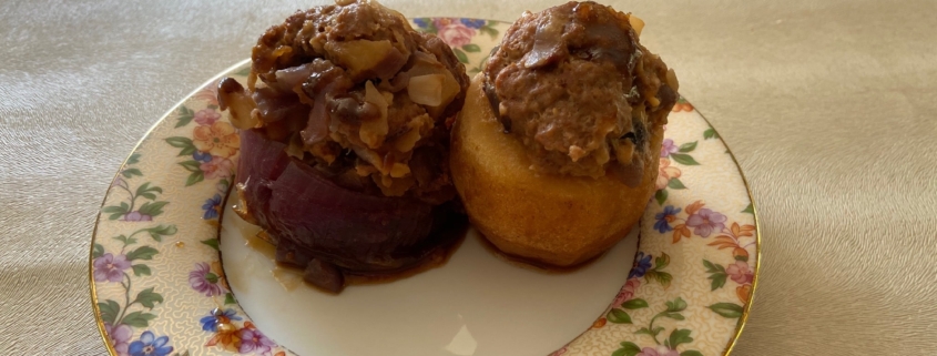 Stuffed Purple Onions and Apples