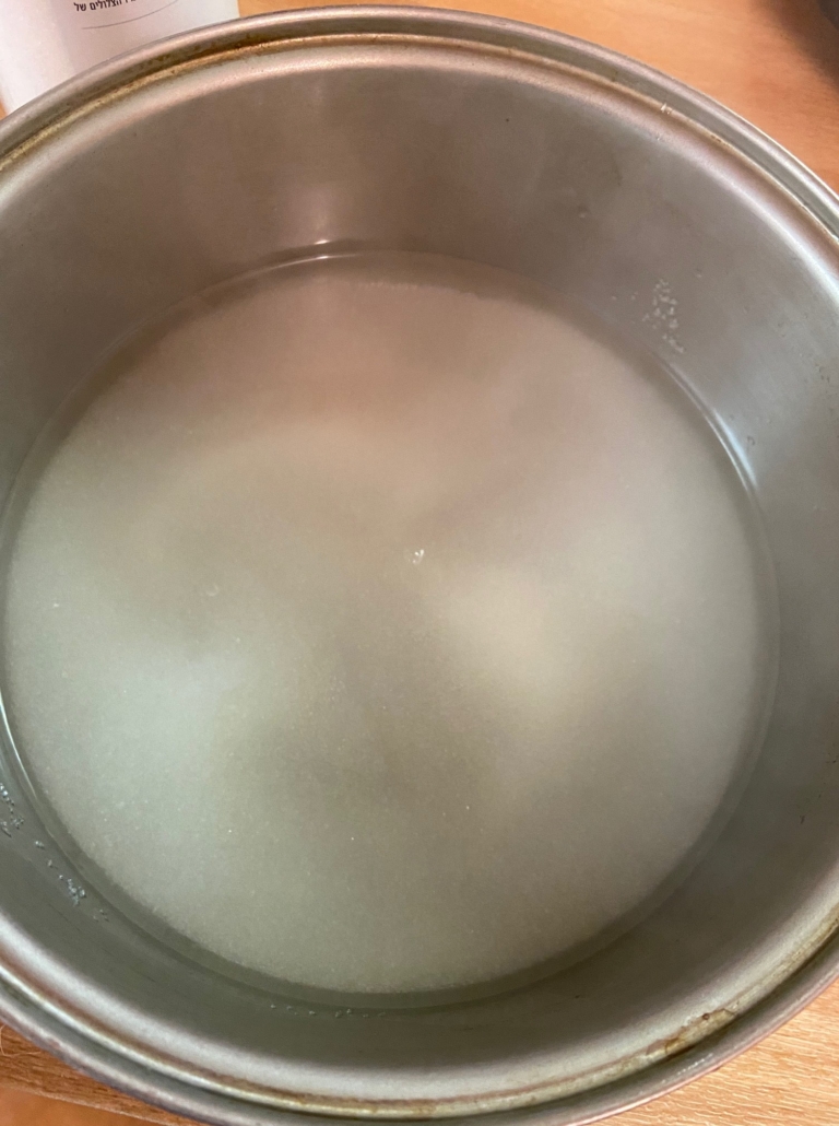 uncooked sugar and water