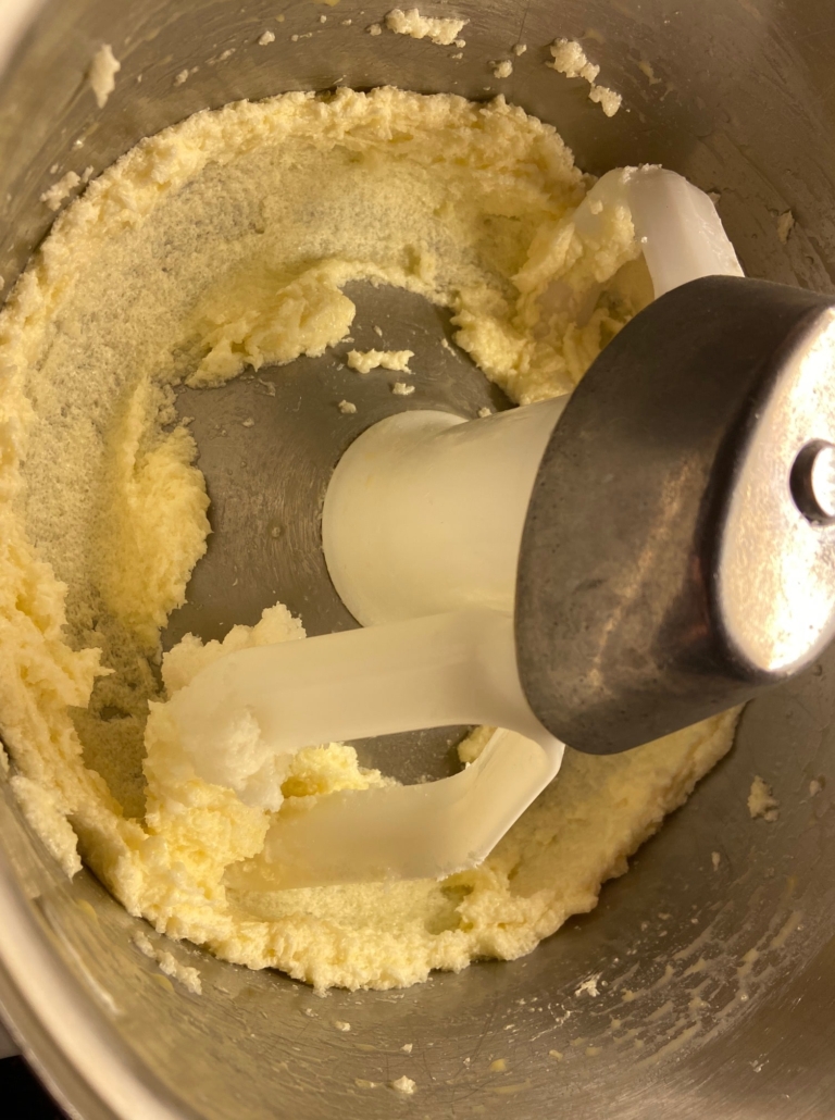 adding the egg to creamed mixture
