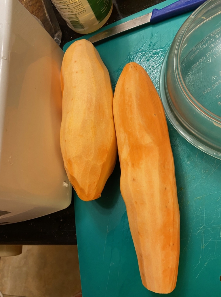 peeled sweet potatoes