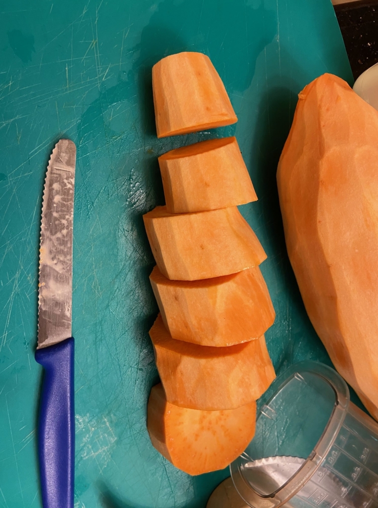 Sliced sweet potatoes