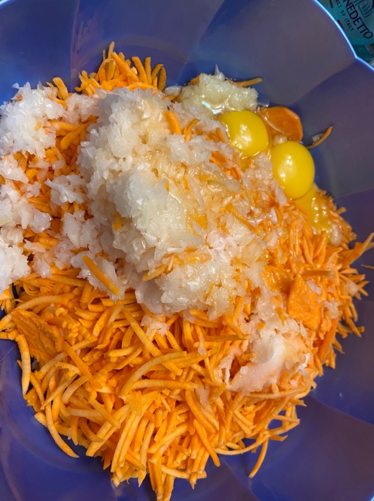 added oil, eggs, salt and flour