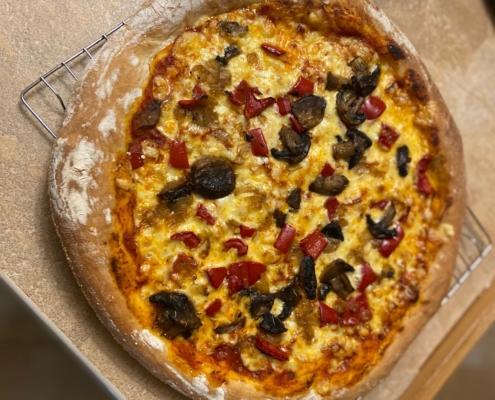 Tuesday Night Mushroom, Onion, Pepper Pizza