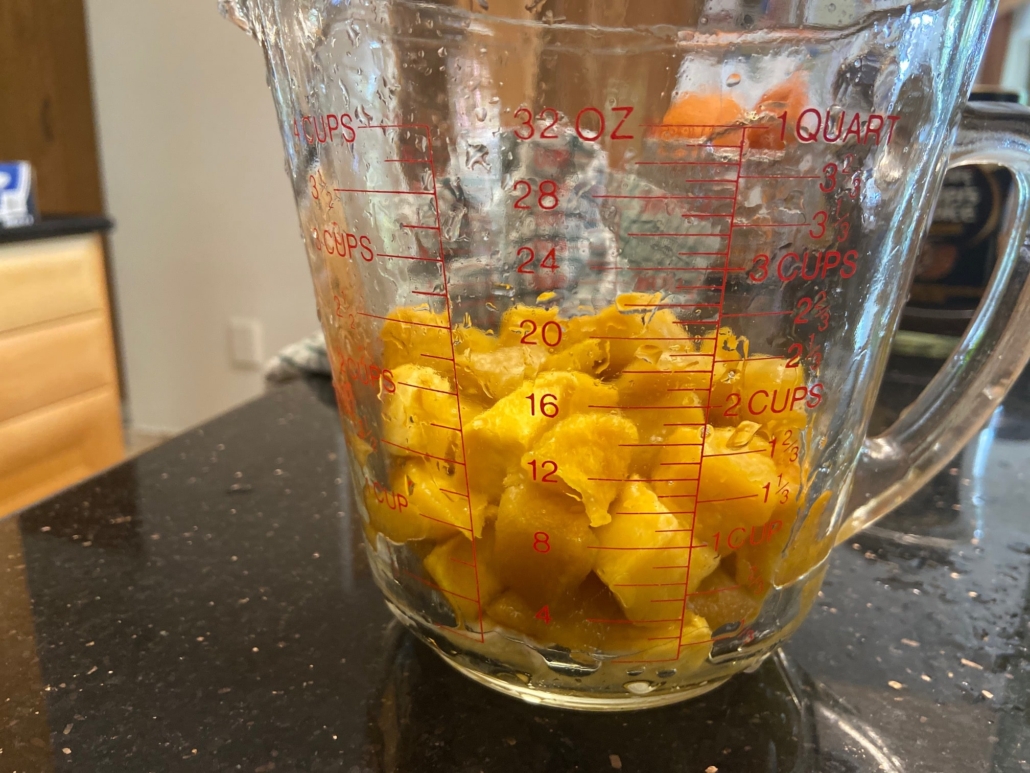 defrosted frozen mango chunks