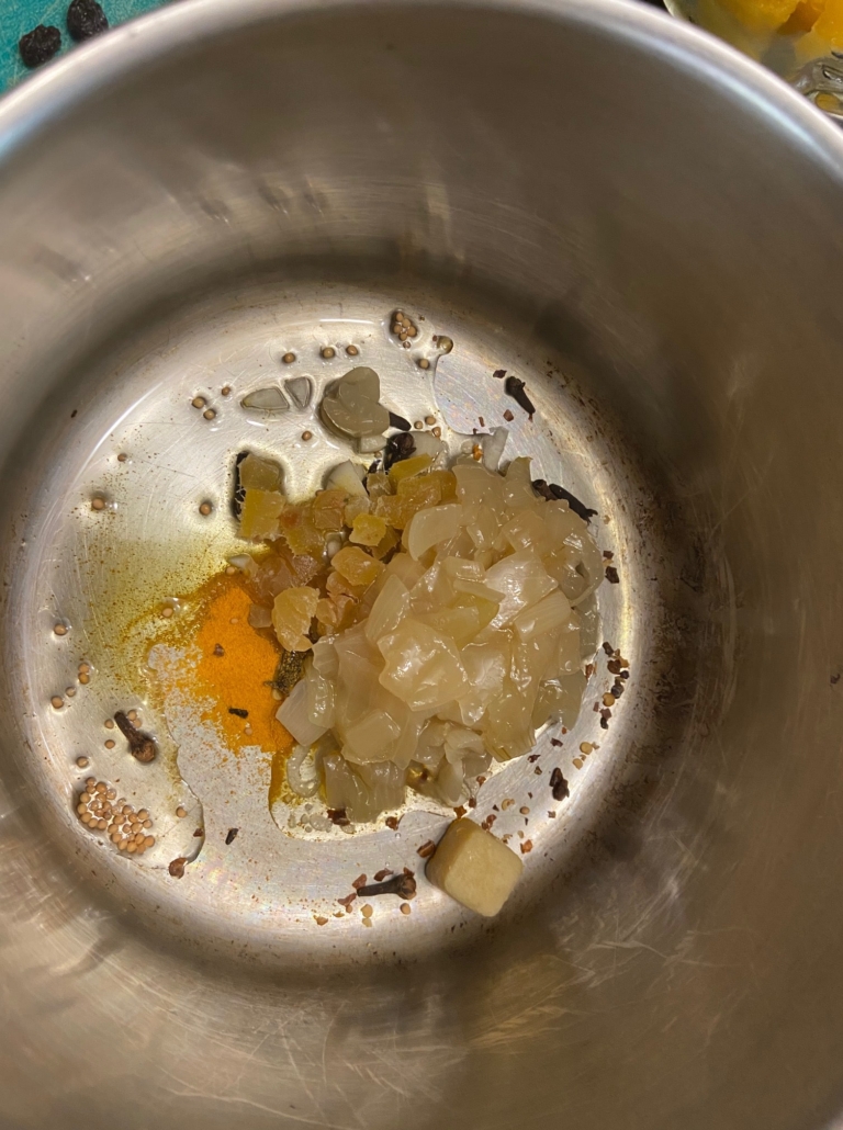 sauteeing onion and spices