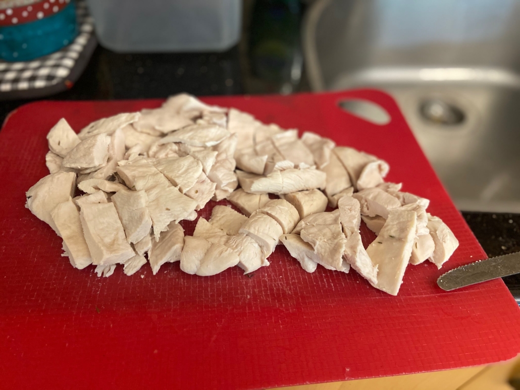 cooled chicken cut into chunks
