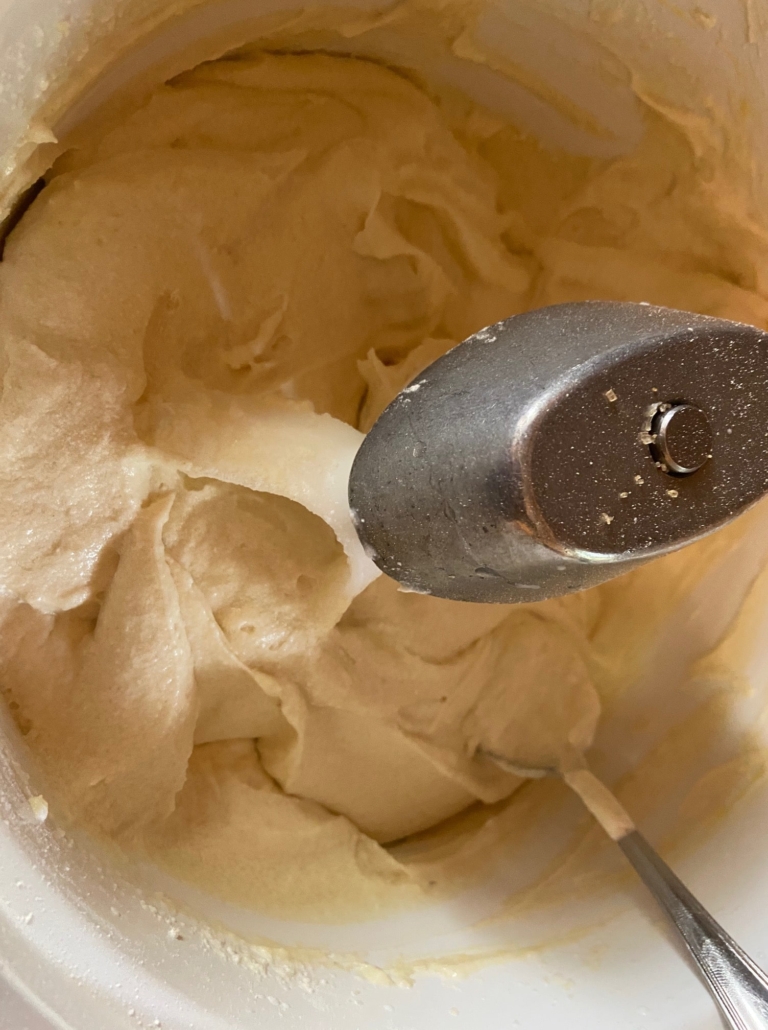 Cake batter ready to roll