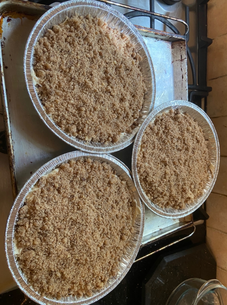 Crumb topping on batter