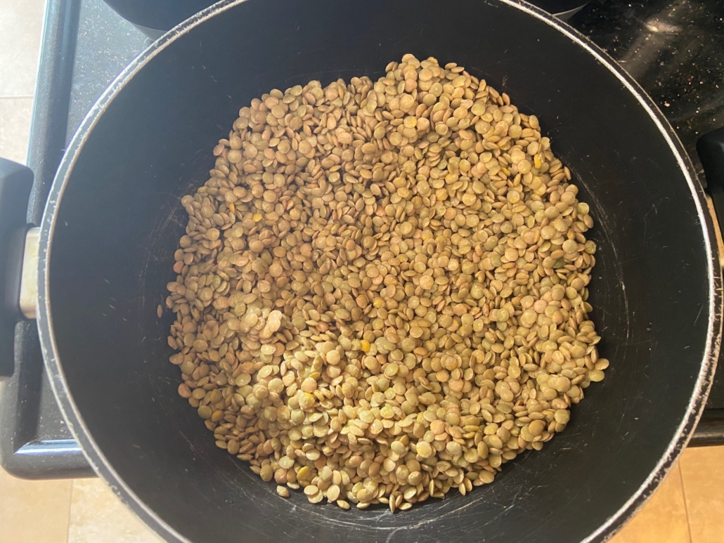 washed, drained lentils