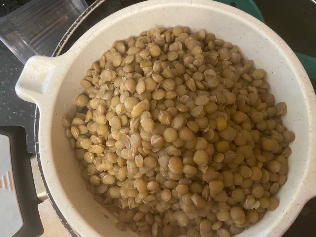 Cooked, drained lentils