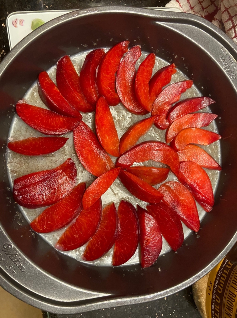 Plums in butter/marg and light brown sugar