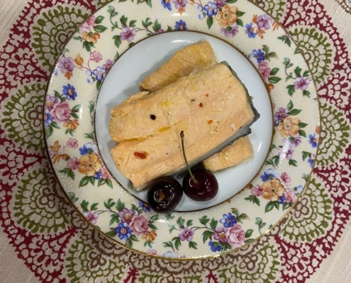 Orange and wine poached salmon