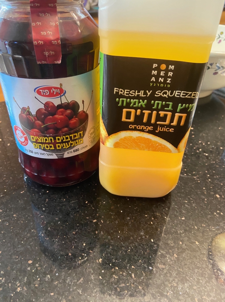 bottled tart cherries and fresh orange juice
