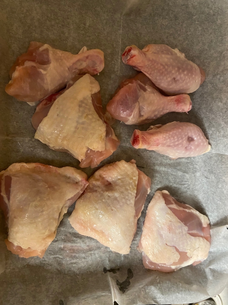 cut up chicken with skin on