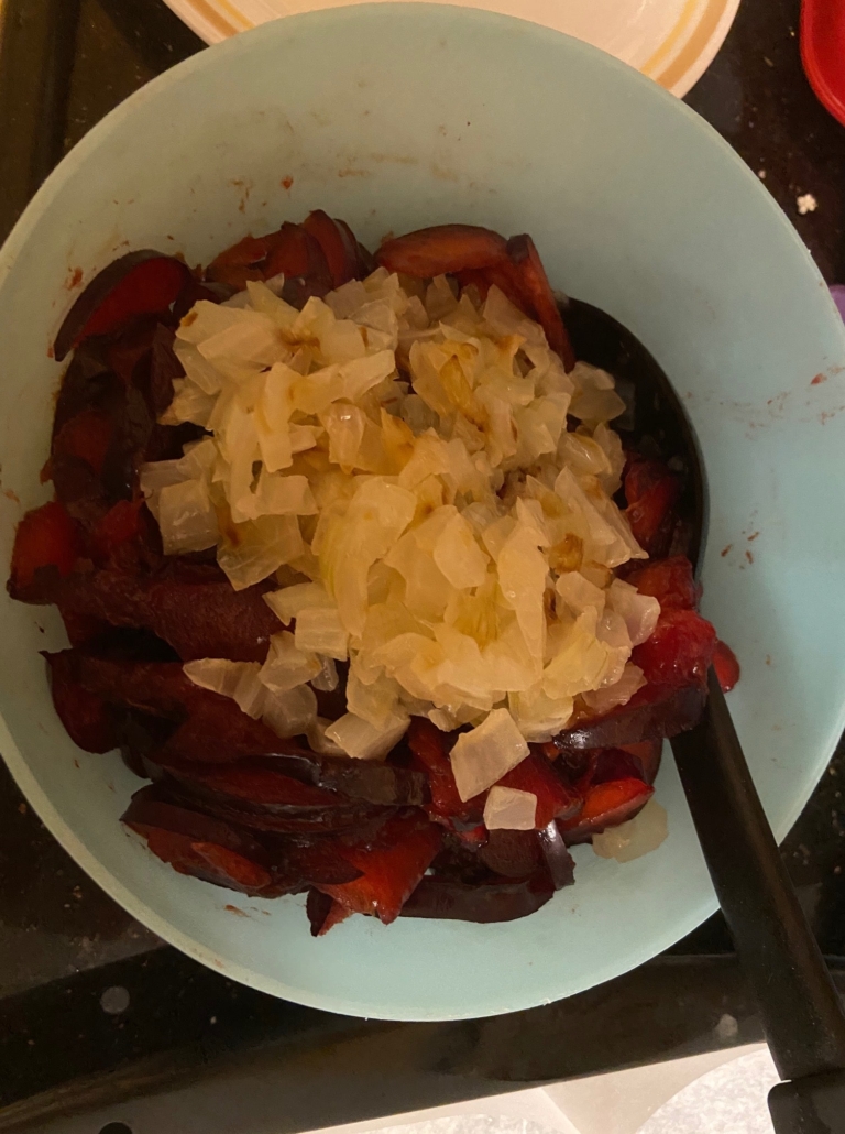 sauteed onions in plums