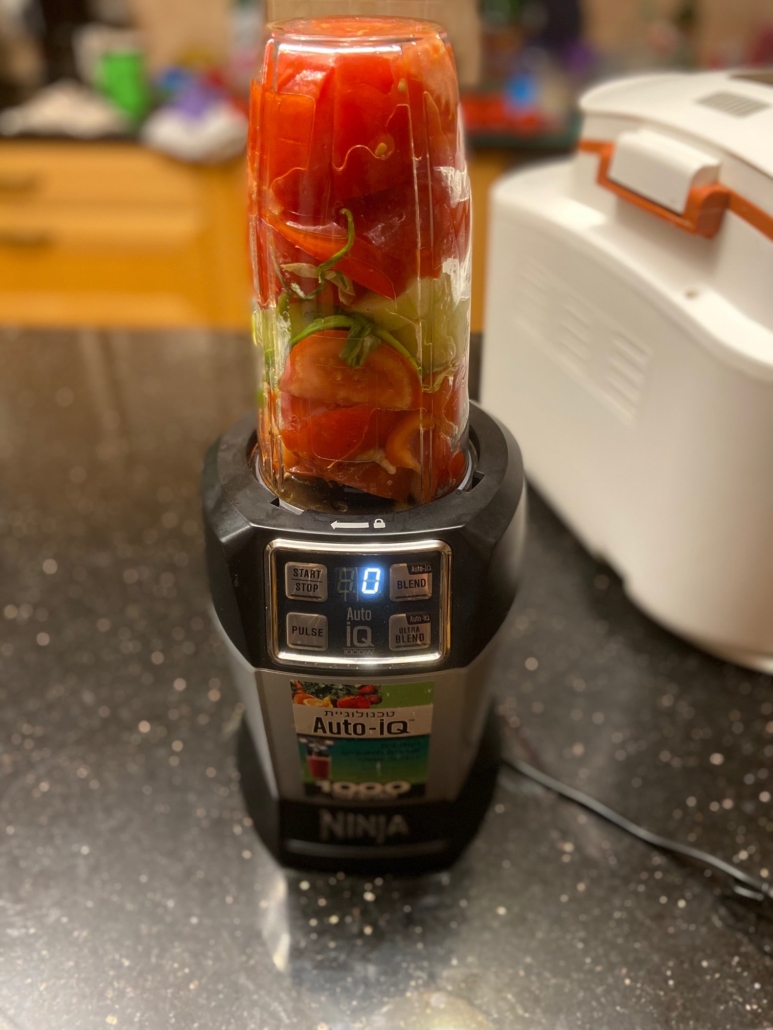 all the gazpacho ingredients in blender