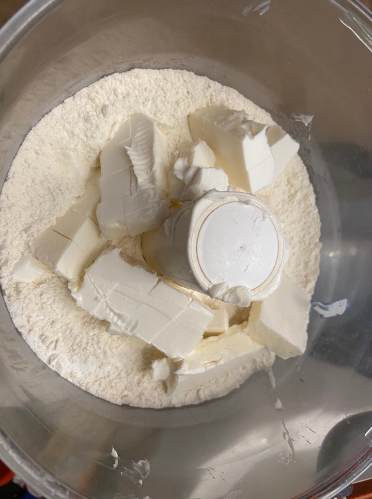 cubed marg in flour mixture