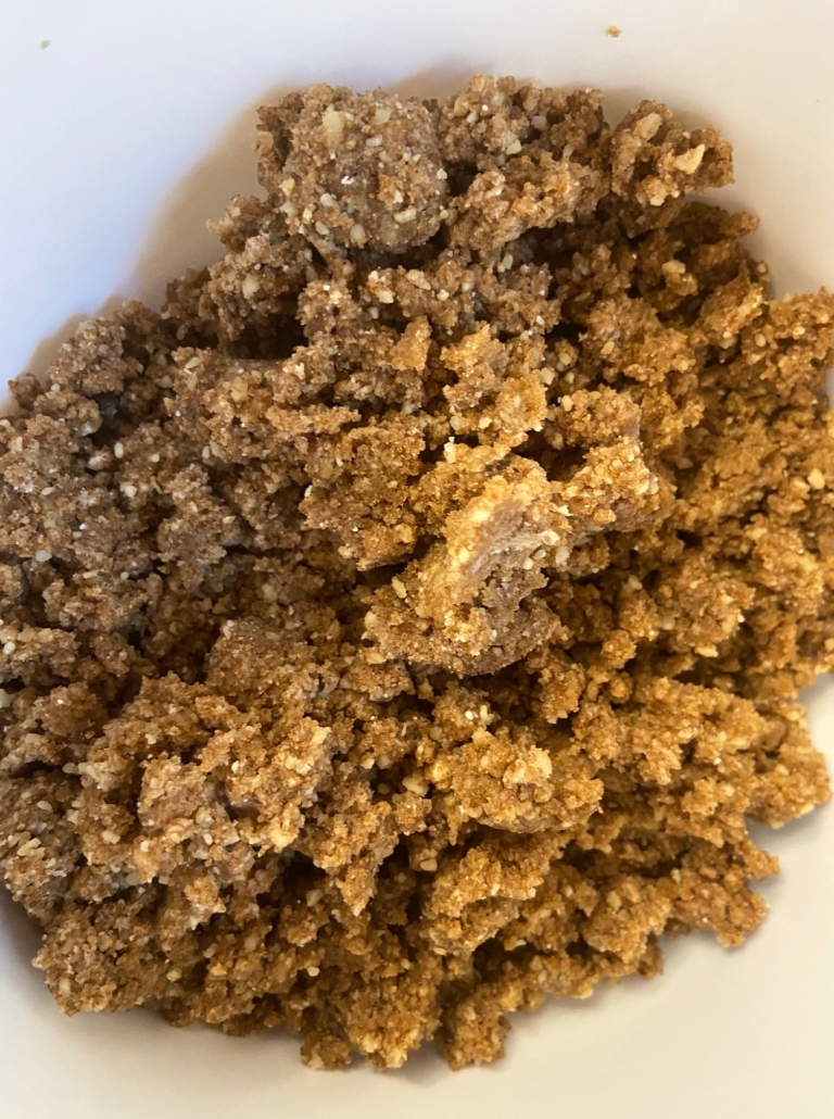 Streusel topping in a bowl