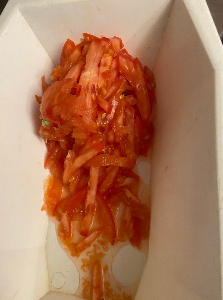 coarsely grated tomato