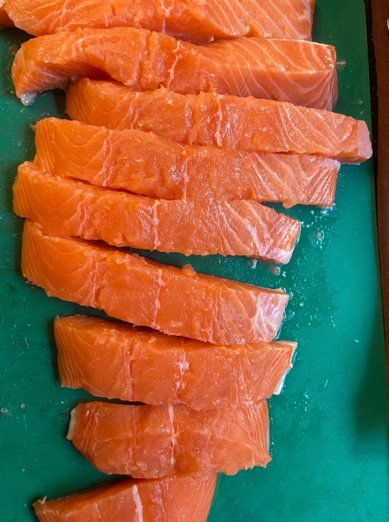 sliced salmon fillets