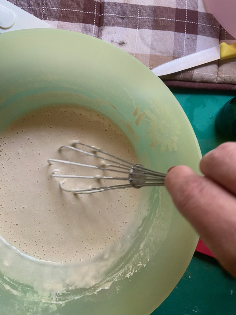 whisking batter together