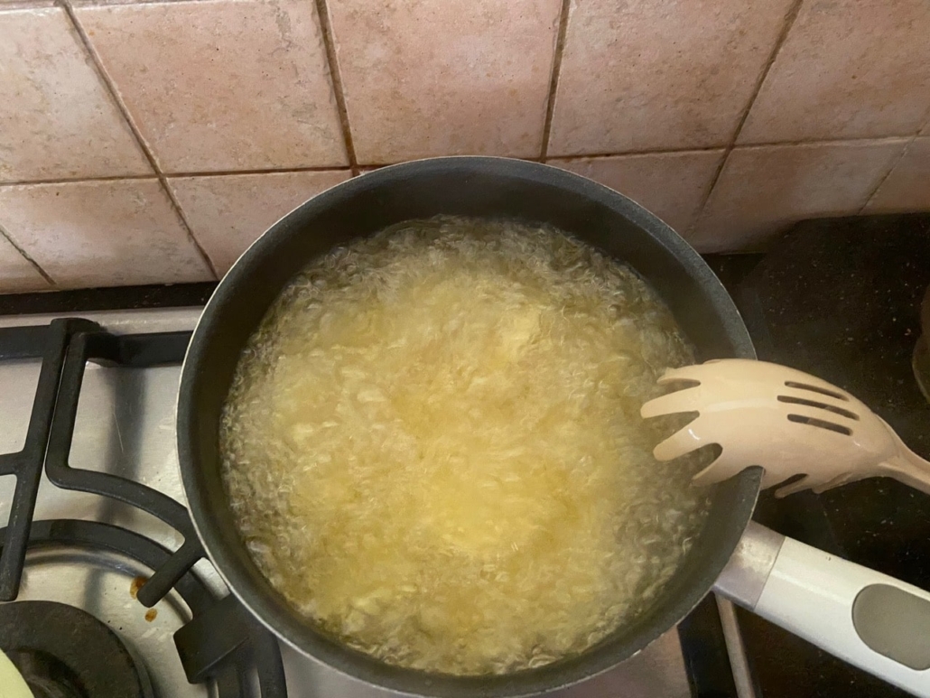 first fry of potatoes