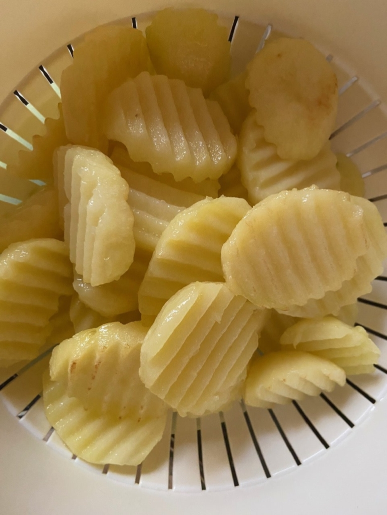 deep yellow after first fry
