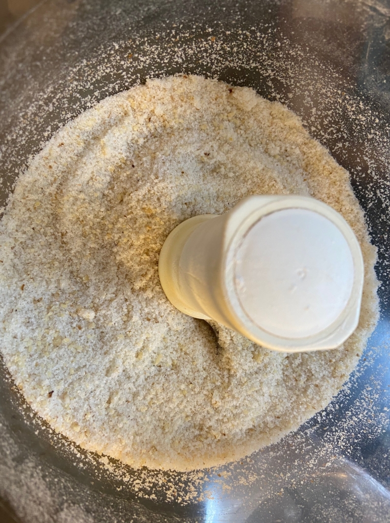 sandy looking texture of sugar and nuts