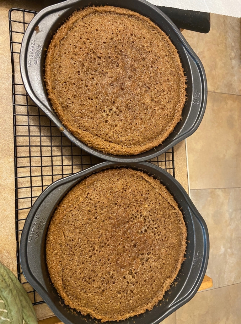 cakes cooling on wire rack