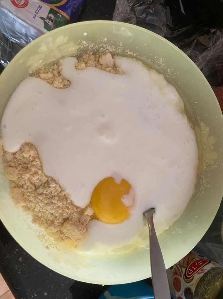 add egg and buttermilk