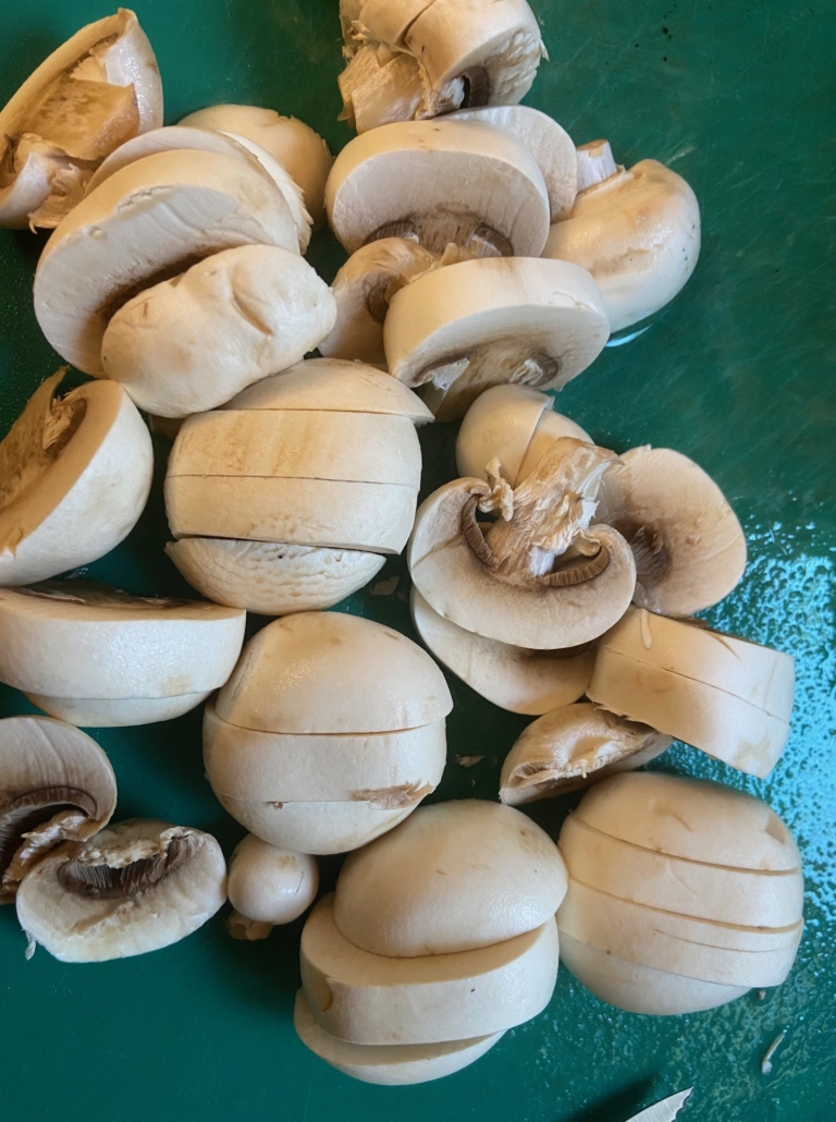 chopped washed mushrooms