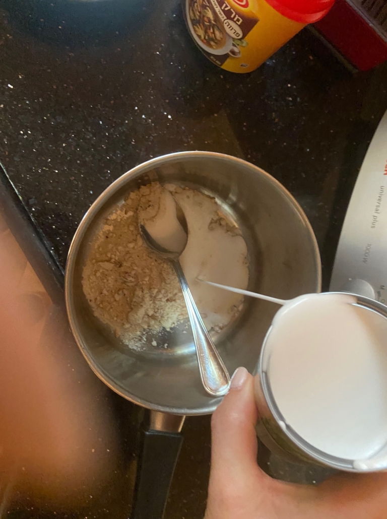 whisking together