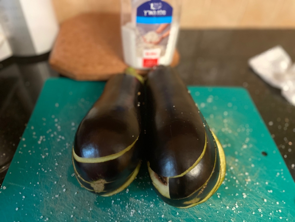 salted eggplants resting