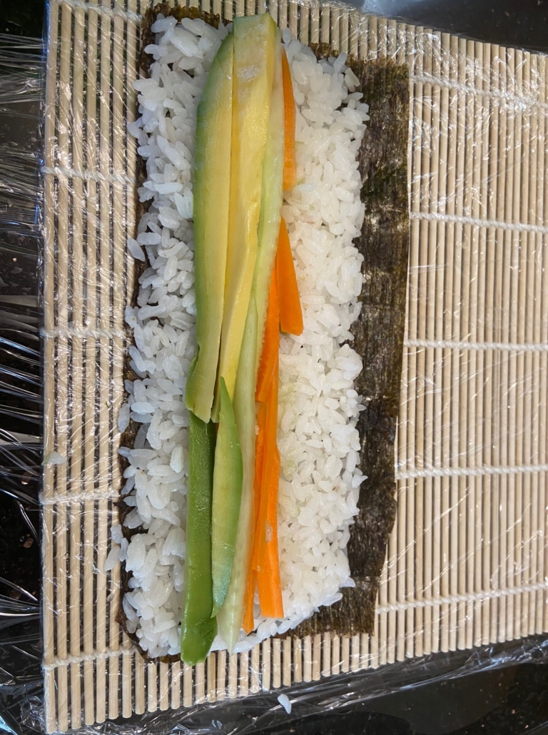 veggies on sushi rice