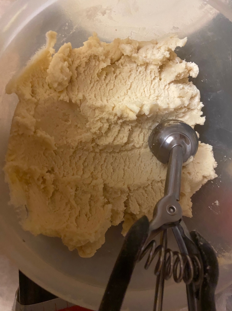 scooping the cookie dough