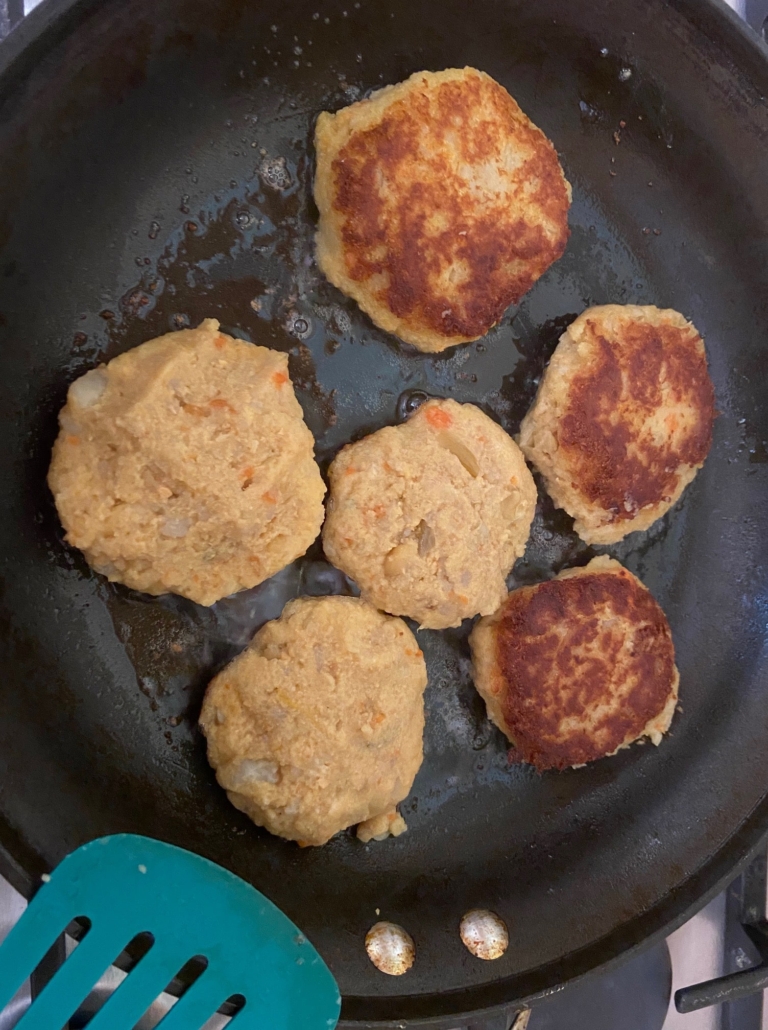 frying the patties