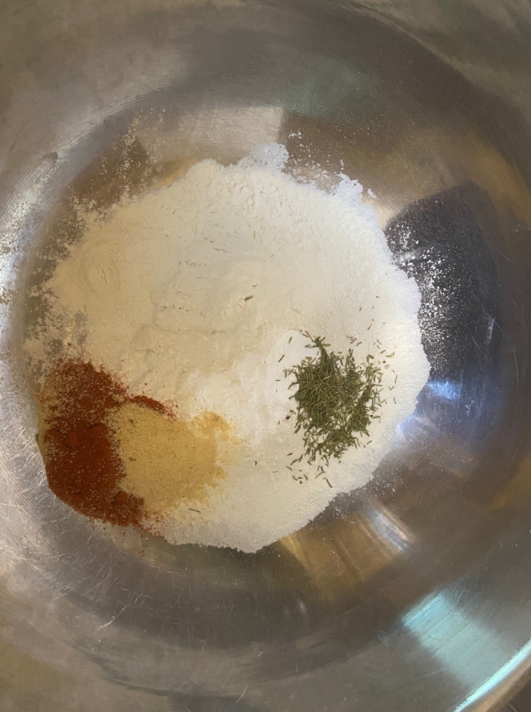 flour and spice mixture with baking powder