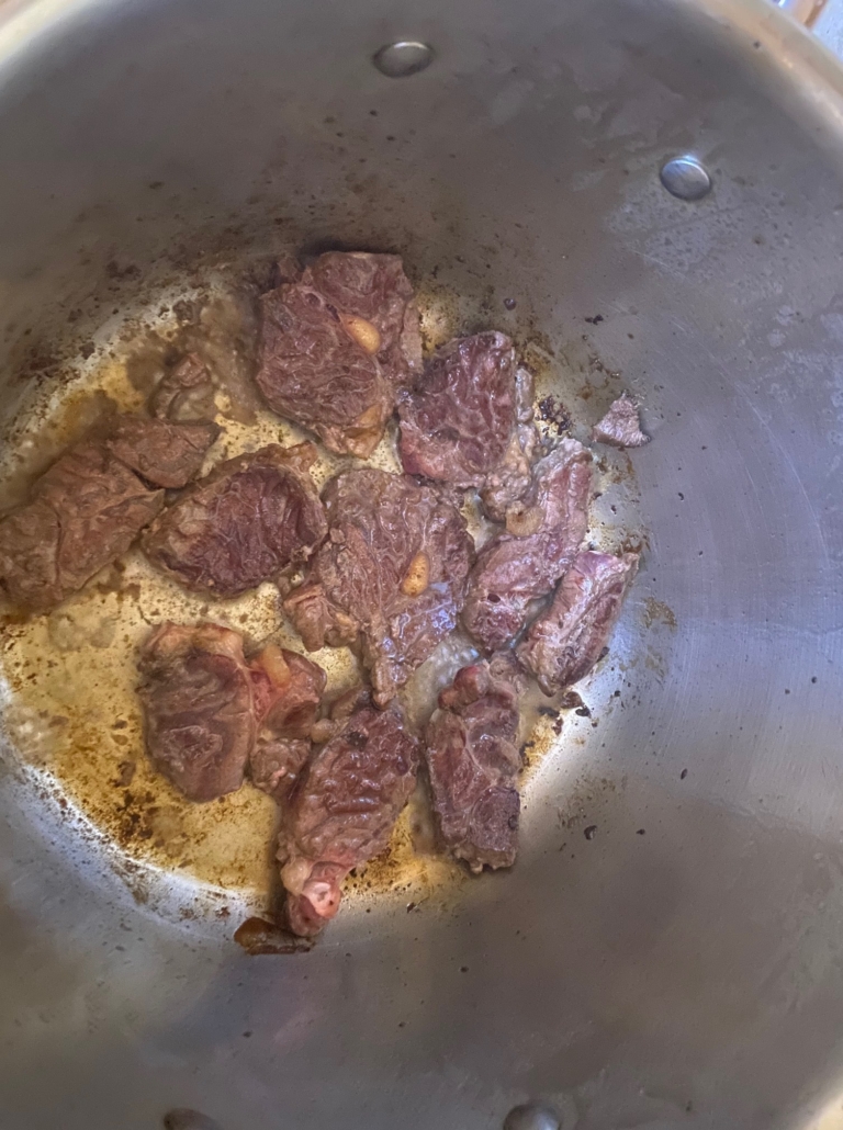 Searing/browning the meat