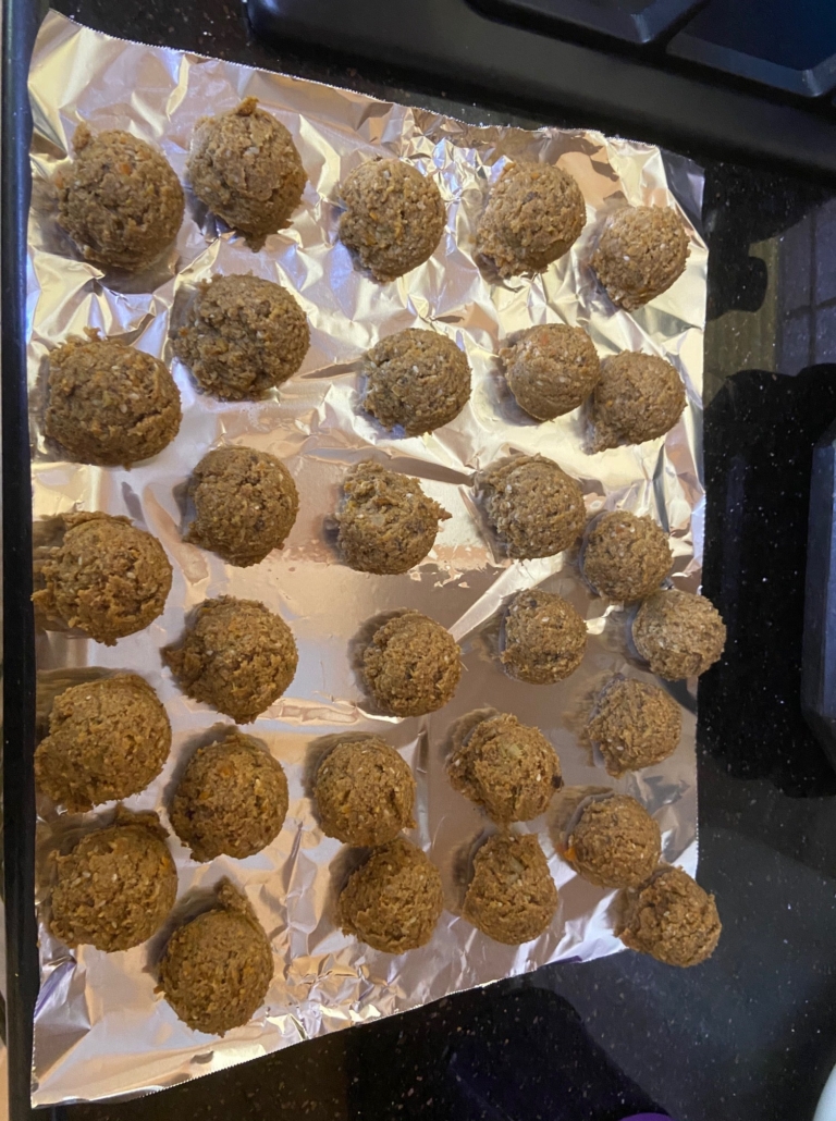 scooped meatball mixture