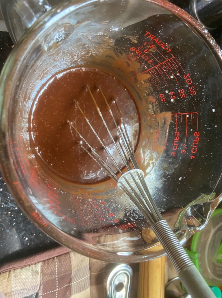 whisking the ganache