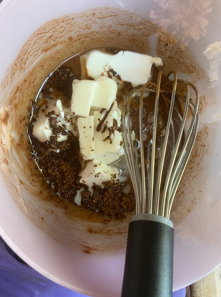 melting butter/marg in cocoa and boiling water