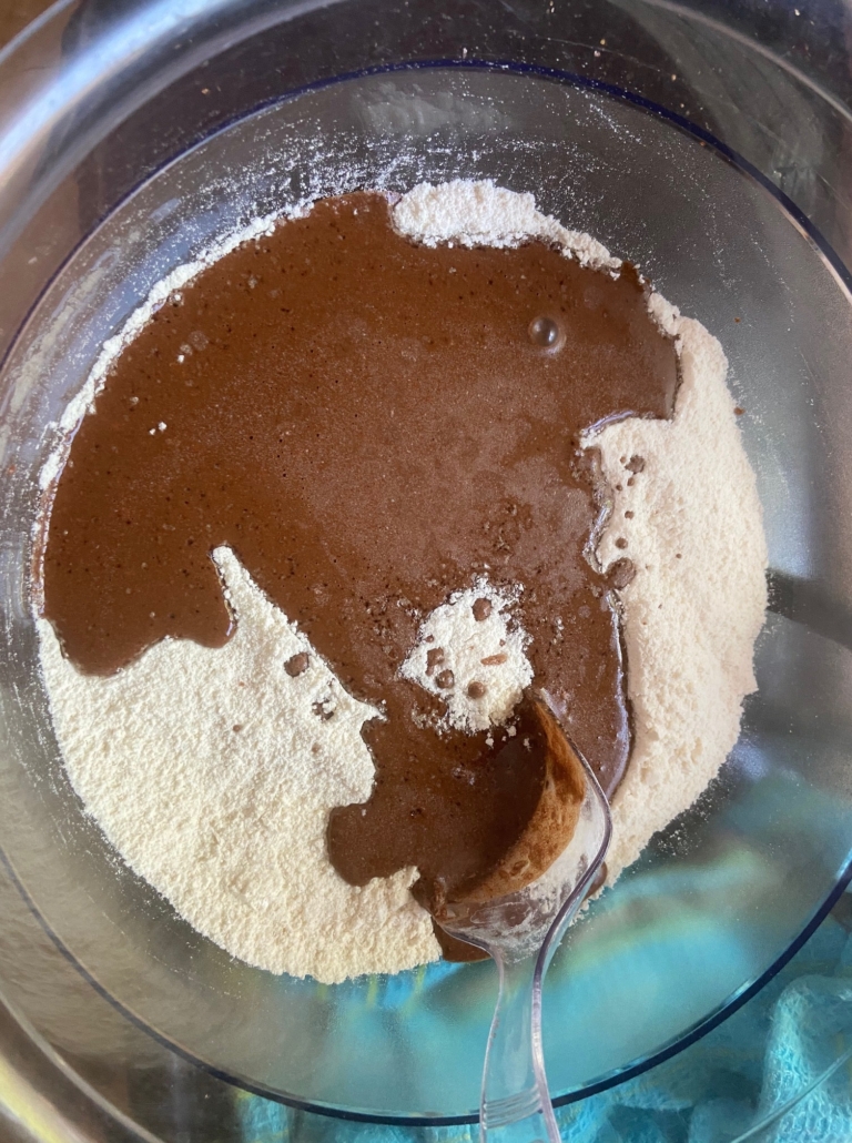 pour over wet on dry ingredients