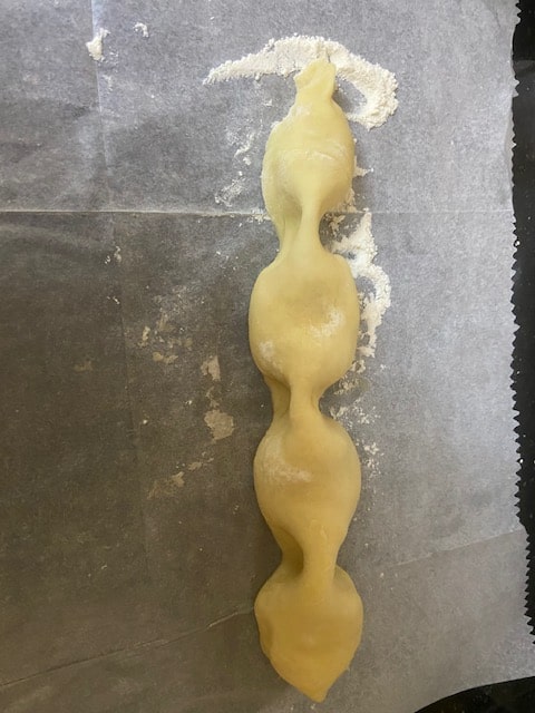 Pinching the dough